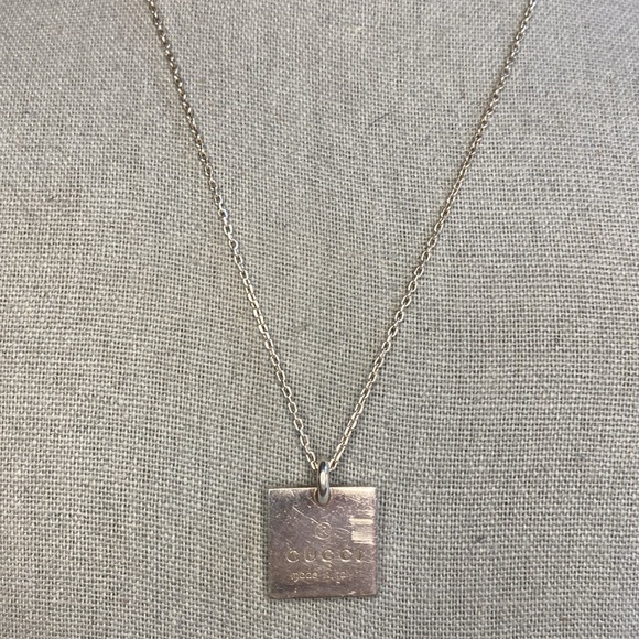 Gucci Square Logo Pendant Necklace in Sterling Silver (18in) - Picture 2 of 5